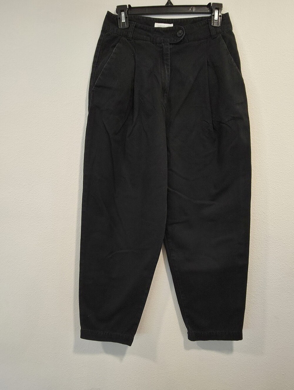Toast Black Pleated Barrel Leg Cotton Pants